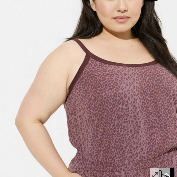 Stretch Woven Active Romper With Pockets, plus size 2x, leopard print - Picture 5 of 13